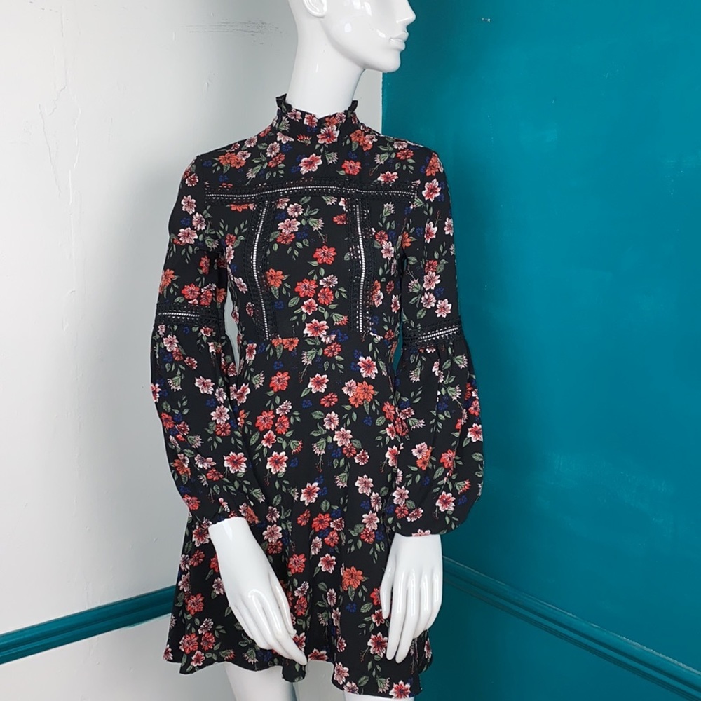Free Generation Los Angeles black print mini dress - Picture 3 of 12